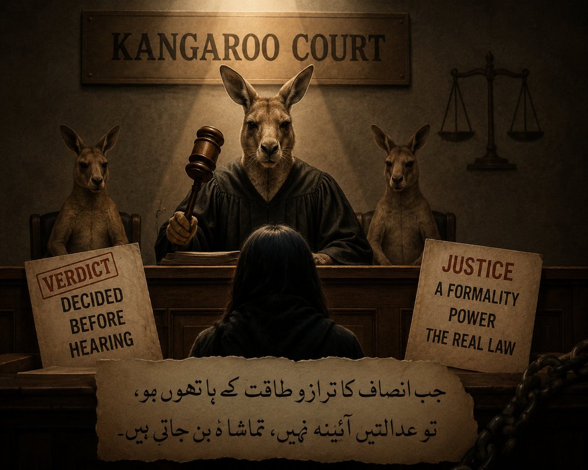 GulzarAlamBalxh's tweet photo. کچھ فیصلے قانون کی کتابوں میں تو درج ہو جاتے ہیں، مگر عوام کے دل انہیں انصاف کے بجائے ایک طے شدہ تماشہ سمجھتے ہیں۔ جب فیصلہ انصاف سے زیادہ طاقت کی عکاسی کرے، تو سوال عدالت پر نہیں بلکہ انصاف کے مستقبل پر اٹھتے ہیں۔
#Kangaroo_Court_Rejected https://t.co/QaP8i5gKbd