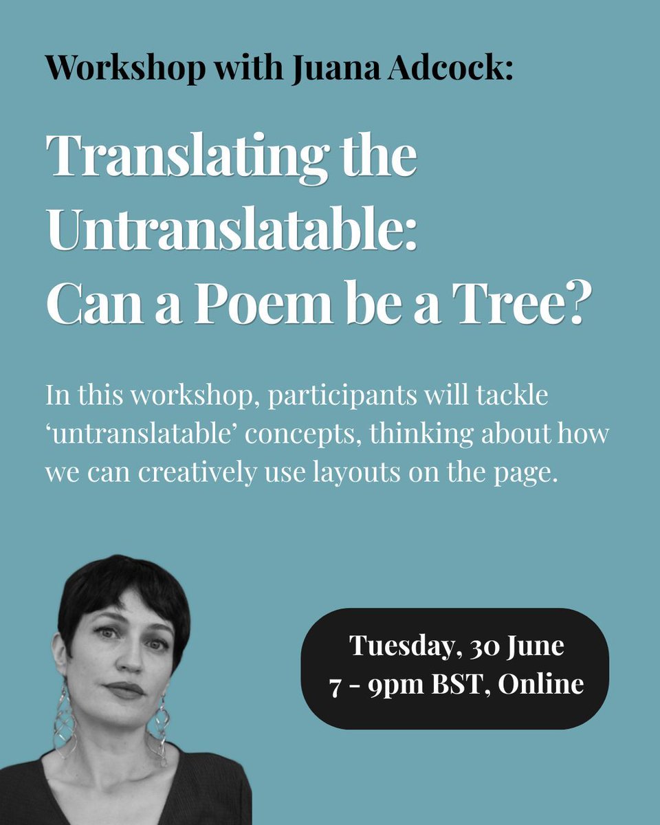 WasafiriMag's tweet photo. Join our Translator in Residence, @jennivora, for a practical online workshop on Tuesday, 30 June! 

'Translating the Untranslatable: Can a Poem be a Tree' will consider untranslatable concepts and using page layouts as part of creative form. 

https://t.co/qOh4HneJ1T https://t.co/OBqcJ5nIm7