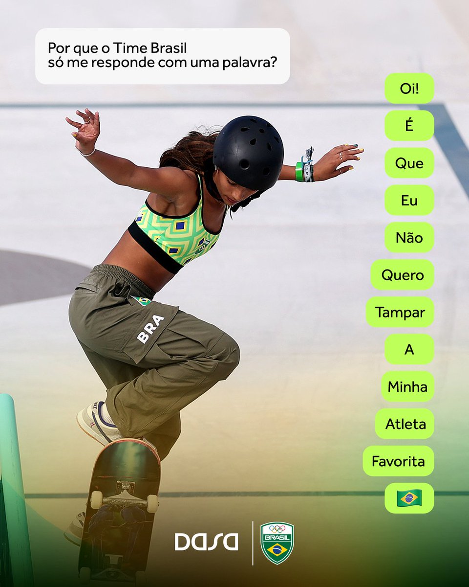 timebrasil's tweet photo. Ultimamente, as conversas do #TimeBrasil têm sido assim 🇧🇷💬

#Dasa https://t.co/Y3BRDHicPu