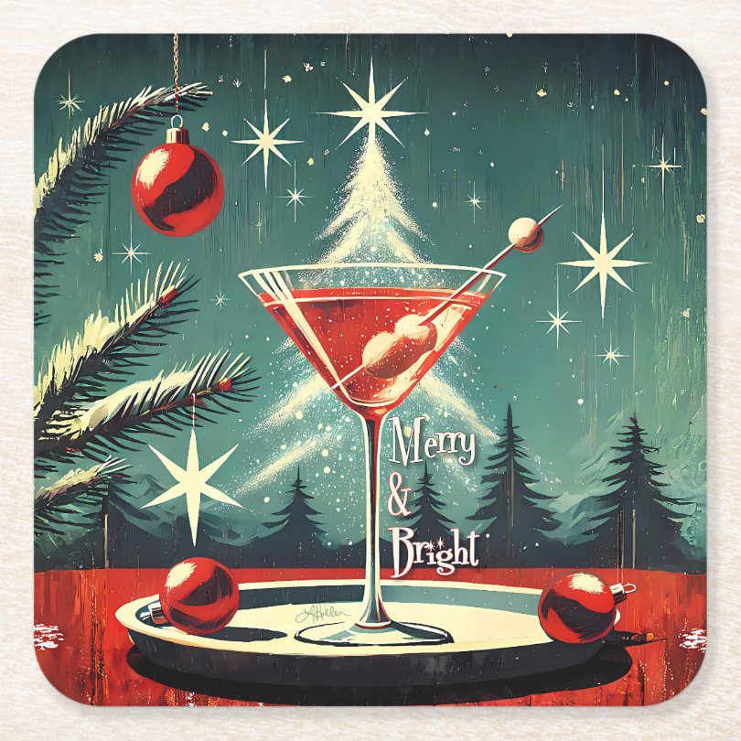 LeeHillerDesign's tweet photo. 🔴❄️🎄🍸🎄❄️🔴
Retro 50s Merry &amp; Bright Snow Flurry Christmas Tree Cranberry Martini #coasters
Item: https://t.co/KLW6c59HQb

#martini #cocktailhour #Retro #Christmas2026 #Christmas #barware

#midcentury Coaster Collection: https://t.co/qPrqihLlh5 https://t.co/cKwJocSls5