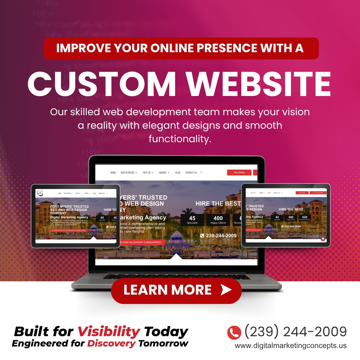 DMCSouthwestFL's tweet photo. Still running your business without a website?

We’ll create your website at no cost when you partner with us for a 1-year marketing plan.

https://t.co/VkiCedlO50 https://t.co/KmE5BGkZSm