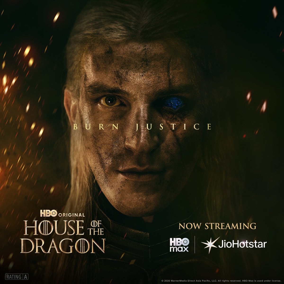 JioHotstar's tweet photo. When House Targaryen goes to war, the realm pays the price. House Of The Dragon Season 3 now streaming on HBO Max on JioHotstar.