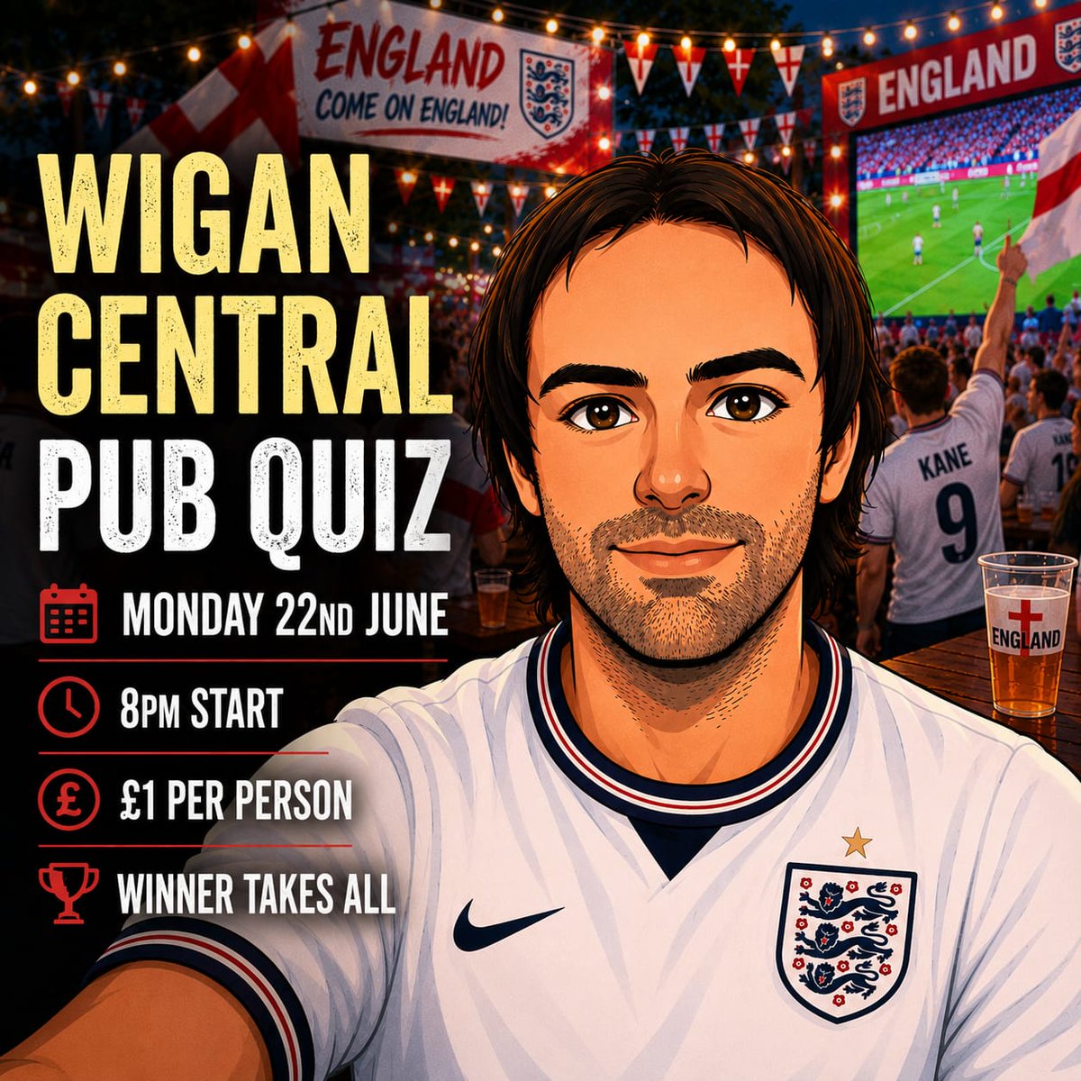 wigancentral's tweet photo. Tonight's Quiz Master is our very own Andymonium!! 

Football fever! Come and test your general knowledge on things from world cup to music and everything in between, including a special mystery round where YOU have a say on the questions!

🕗 8PM start
☝ £1 entry
💰 CASH PRIZE https://t.co/DD6mIXKuGp