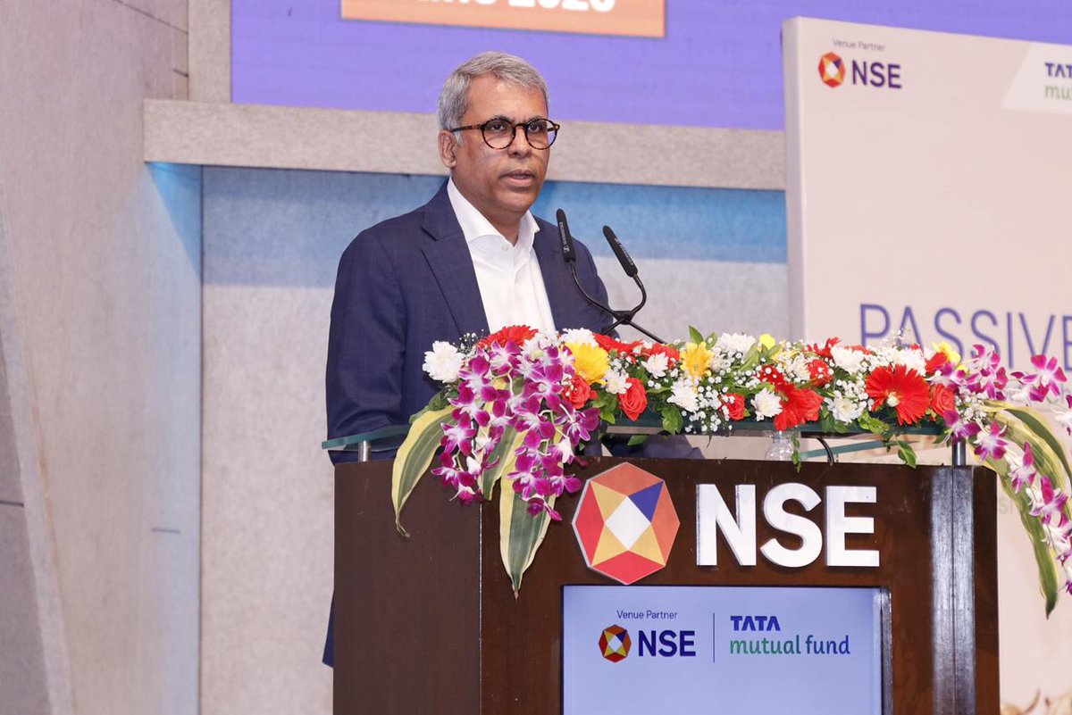 NSEIndices's tweet photo. The continued evolution of passive investing is driving new conversations around index innovation and the future of investment strategies.

At Passives: The Next Growth Chapter, hosted in collaboration with @TataMutualFund, our CEO, @itsaniruddha Chatterjee, NSE Indices, Data & Analytics & Cogencis, shared his perspectives through a session on “Evolution of Passive Funds & Innovations in Indices.” He spoke about the rapid growth of passive investing, the changing dynamics of the index ecosystem, and how innovation in indices is shaping the next phase of market development.

The event brought together industry participants to exchange perspectives on the evolving passive investing landscape and the growing role of indices in supporting informed investment decisions.

@itsaniruddha @sammit001 @Santosh_T @pankaj_1782

#NSEIndices #PassiveInvesting #Passives #IndexFund