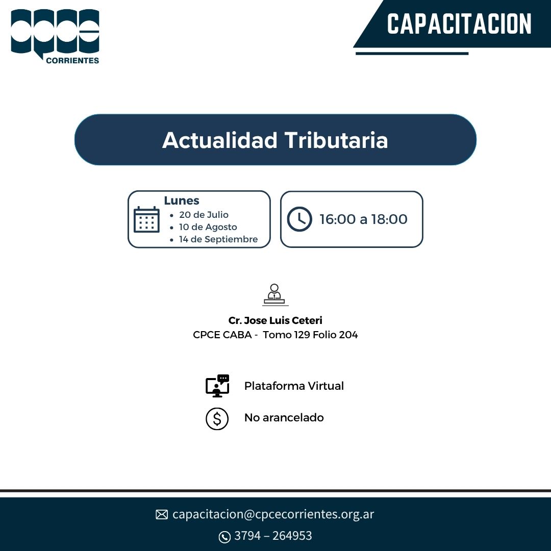 cpce_corrientes's tweet photo. 📊⚖️ Actualidad Tributaria

Con José Luis Ceteri, referente nacional en materia fiscal.

📅 20/07 · 10/08 · 14/09
🕔 16 a 18 hs
💻 Virtual
💸 Sin cargo

🔗 https://t.co/Jthp53qHVC

#ActualidadTributaria #CPCE #Tributario https://t.co/XM5GYHxr4f