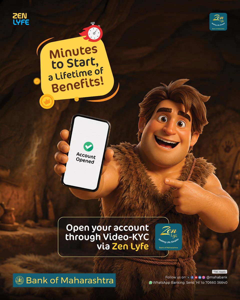 mahabank's tweet photo. Minutes to start, lifetime of benefits. With Zen Lyfe, opening an account is faster and simpler than ever. Complete your Video‑KYC in just a few minutes and unlock trusted banking services designed to support you for a lifetime.
#ZenLyfe #MakingLifeSimpler https://t.co/ytEW61nJY8