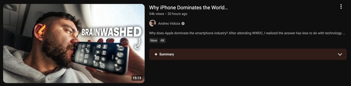 Pmkphotoworks's tweet photo. Fantastic video by @andres_vidoza! 👏

The iPhone is not the best phone out there. Average camera, heating issues, poor multitasking. The list goes on.

Androids have genuinely surpassed the iPhone in multiple areas. But when you buy an iPhone, you are not just buying a product. You are enrolling into an ecosystem where millions of users feel connected to each other in a very unique way.

Other companies sell you products. Apple sells you an experience. And that sense of belonging beats every spec on paper.