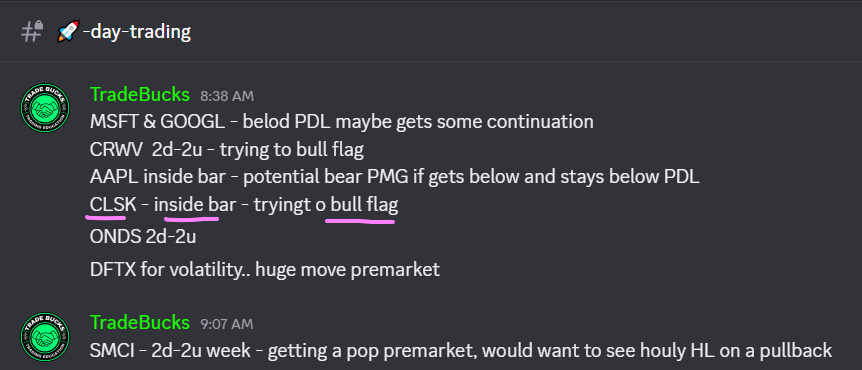 Trade_Bucks's tweet photo. $CLSK - inside bar broke bull to confirm the daily bull flag 🚀

Hit targets 🎯
Then reversed 🔀

✅ From the morning Watchlist in the Free Discord 

#TheStrat https://t.co/1aAL5u1gIr