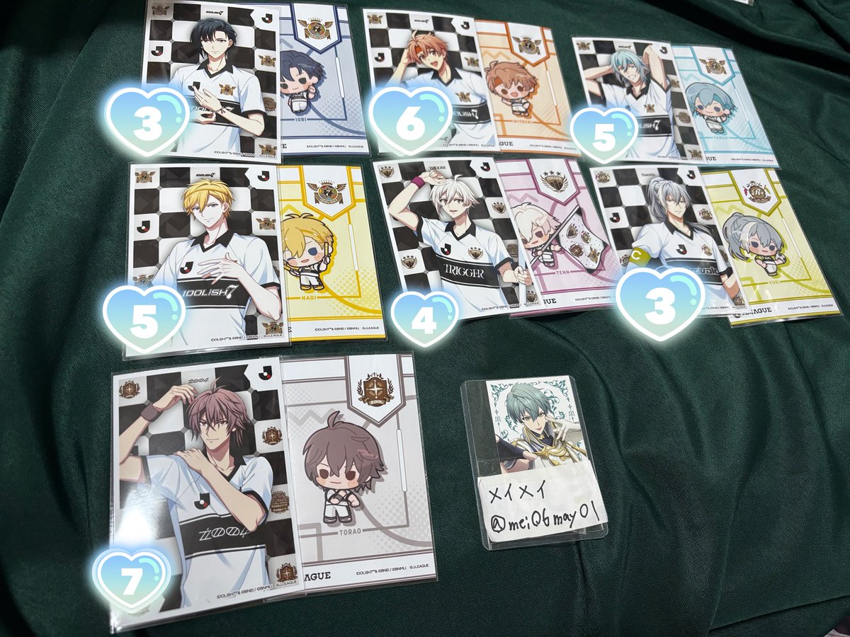 mei06may01's tweet photo. 【買取 譲渡 交換】アイナナ Jリーグ コラボ 銀塩ブロマイド セット
譲)一織 三月 環 ナギ 天 千 虎於
※枚数は画像参照
求)同種悠または画像2枚目悠 紙類>定価＋送料
※郵送のみ 交換優先
※PayPay 銀行振込可
※検索からもお気軽にどうぞ https://t.co/QaUxiHMmCD