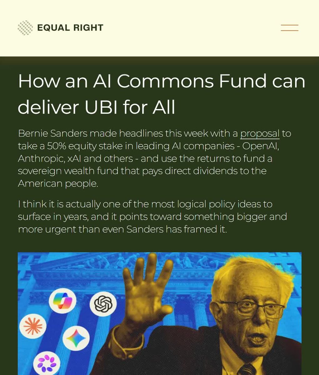 ubi_works's tweet photo. Taxpayers helped build AI.

Public research, public infrastructure, and data generated by all of us made today's breakthroughs possible.

If AI turns that foundation into trillions in private wealth, the public deserves a return, not just disruption. https://t.co/aHHgIPScS5