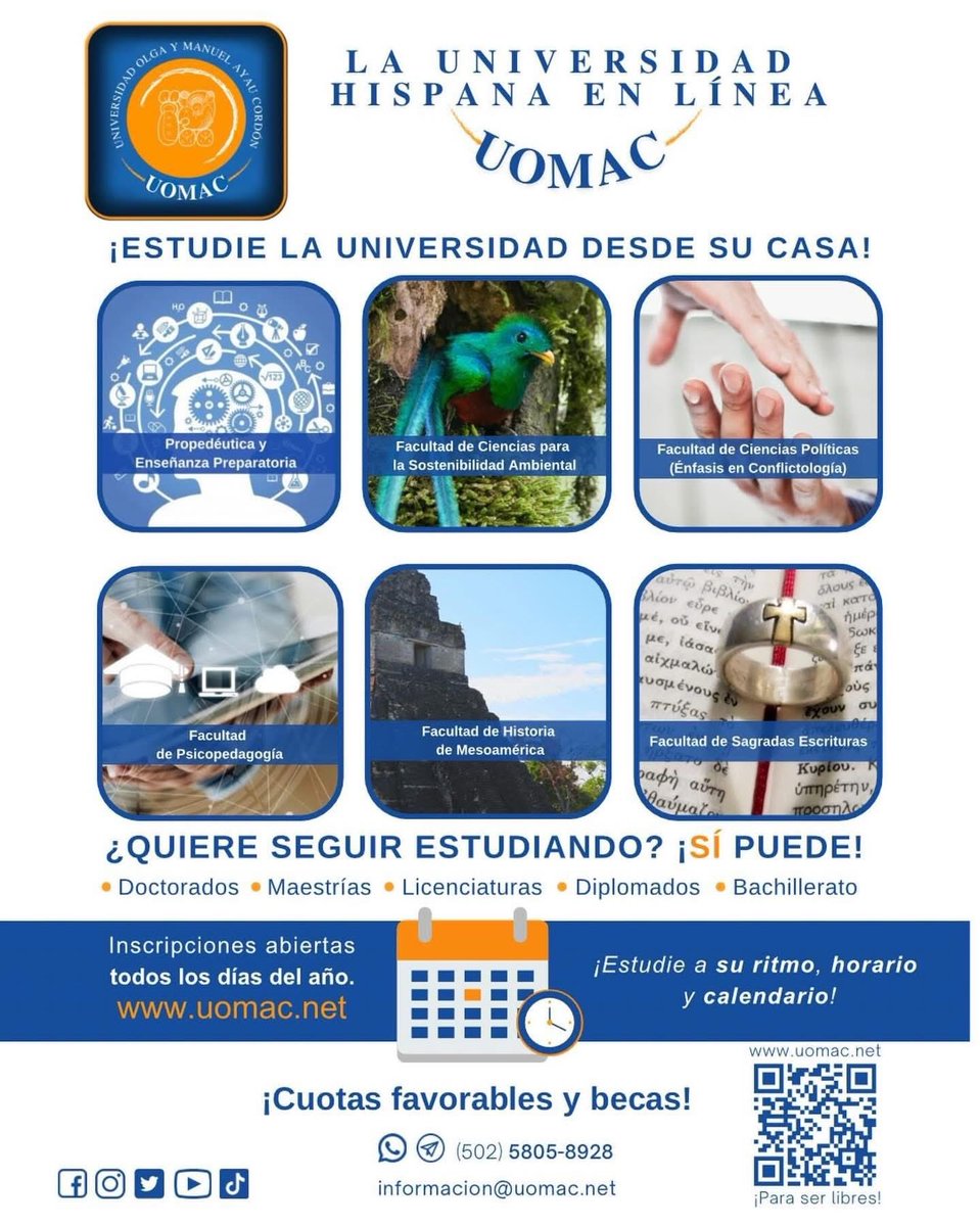 UOMAC_'s tweet photo. 🎓 ¡La universidad puede estar donde usted esté!

En Universidad Olga y Manuel Ayau Cordón (UOMAC) puede estudiar desde su casa, a su ritmo y en el horario que mejor se adapte a su vida. https://t.co/73uaGqkFjC