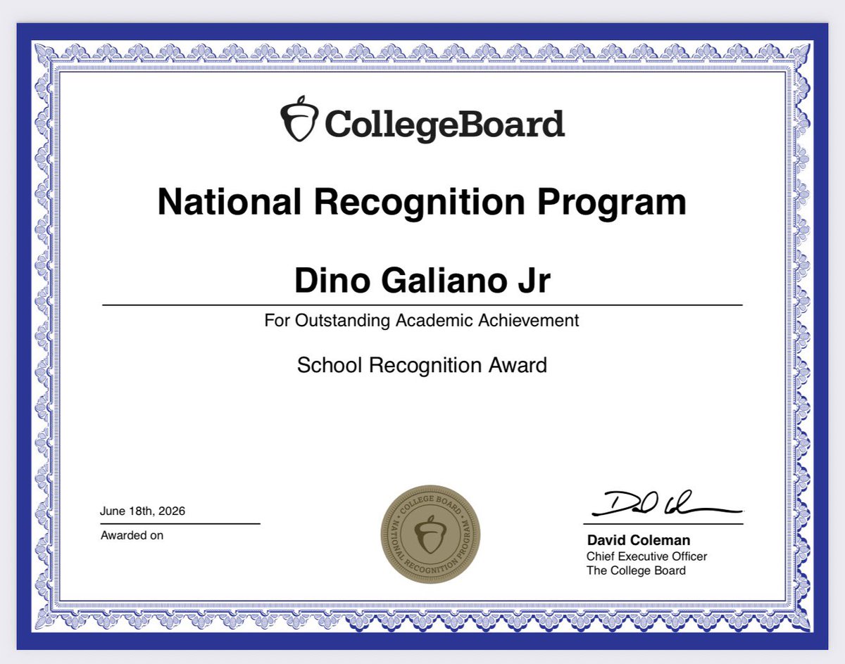DJ_Galiano12's tweet photo. Honored to receive the College Board National Recognition Program School Recognition Award for Outstanding Academic Achievement. Grateful to God, my family, coaches, teachers, and teammates for their support.

GPA 4.0
SAT 1340

Excited to continue striving for excellence both on and off the field @CollegeBoard @MyBigFuture

@WRU_CoachMilez
@ShanayyHoward
@LoudounSportsAC
#StudentAthlete