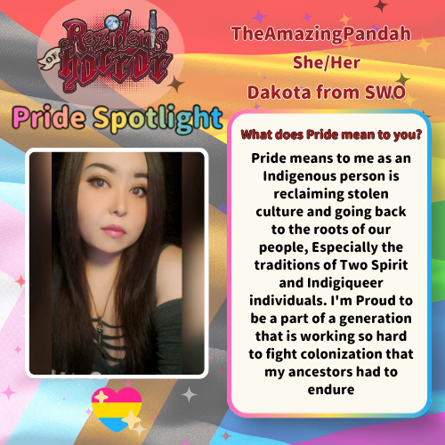 RezofHorror's tweet photo. Celebrating Pride with our Rezidents! Here's what our creator @AmazingPandah  had to say about Pride 🩷 https://t.co/BfunovVYPu