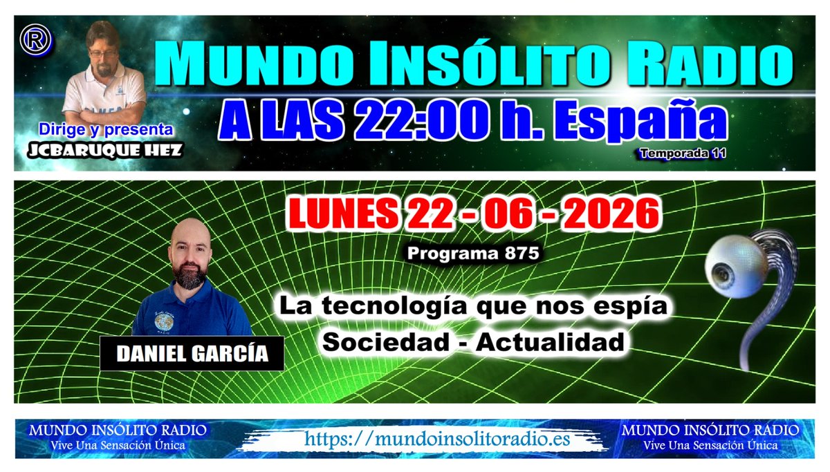 InsolitoRadio's tweet photo. LUNES 22 - 07 - 2026
A LAS 22:00 H. ESPAÑA

PROGRAMA 875 X 11ª TEMPORADA

Escúchanos por la web oficial:

https://t.co/TJAzrpjUmL https://t.co/2H2JW5bif4