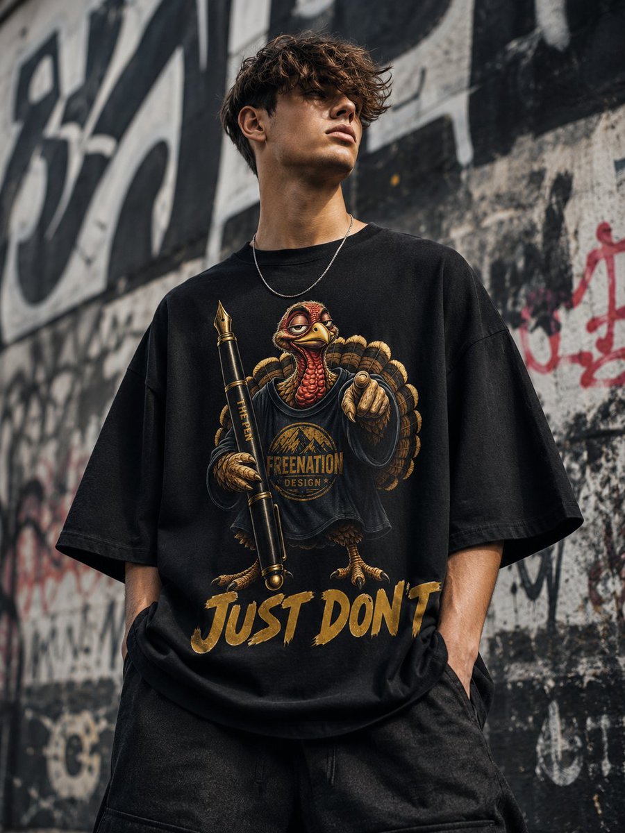 FreenationD's tweet photo. When even the turkey is tired of the bullshit... JUST DON'T 🦃✍️
New drop from FreeNation Design.
Limited drop 👕 Link in bio👆
 #PoliticalSatire #JustDont #Streetwear #GraphicTees #LimitedDrop https://t.co/9N7mEsFgnu
