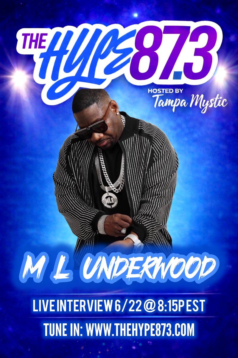 StarlightPR1's tweet photo. The Hype 87.3
Live Interview with ML Underwood
https://t.co/oZMsi80FuF
 Monday, June 22, 2026, 5:15 PM EST
Tune in:
https://t.co/XaAnxyGVNz
Presented by @StarlightPR1 https://t.co/ho18z48f8U