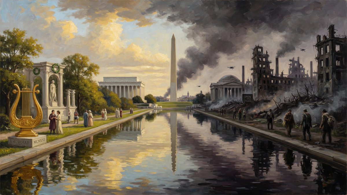 reBurningBright's tweet photo. The DC Reflecting Pool Saga is an Actual-Narrative Dialectic that simultaneously reveals and condemns the enemy's vision for the nation while bolstering our own.

In the opening movements of the American Golden Age, President Donald Trump’s conspicuous elevation of the District of Columbia Beautification Initiative has been presented as a sideshow by critics and has largely been ignored by MAGA supporters, but in my view, it is a deliberate sovereign signal that the same man who built his name restoring grandeur to decaying properties now intends to do the same for the physical and symbolic heart of the Republic.

The Reflecting Pool—anchored on the sacred axis between the Washington Monument and the Lincoln Memorial—has been singled out for restoration ahead of the 250th anniversary precisely because it sits at the center of some of the American Mind’s most potent civic geometry.

Trump has used this monument as an aesthetic declaration that decline is no longer the default setting for America.

He also understood from the outset that the Invisible Enemy would not permit such a signal to stand unchallenged.

In so doing, said enemy has revealed once again that they do not merely dislike Trump or the MAGA core, but actively recoil from the very proposition that America might once again be rendered orderly, beautiful and inspiring.

That is why the Reflecting Pool was boosted so visibly and so early.

Its restoration offered the perfect tripwire.

A gleaming civic mirror in the middle of the National Mall is the kind of symbol that cannot be ignored by those whose power has long depended on demoralization, neglect and the managed acceptance of swamp-like conditions as normal.

The saboteurs knew exactly what to target and how, with a coordinated, precise vandalism campaign designed to turn a completed renovation back into an eyesore within days.

The media took the algae bait immediately.

Within days of the pool’s refilling and the apparent success of Trump's vision, the bloom returned and sections of the surface began peeling.

Critics rushed to frame the episode as emblematic of Trumpian failure, defining waste, incompetence and a presidency summarized on the micro and macro.

They committed to the surface narrative while the deeper actuals remained unknown or unacknowledged.

And Trump let that narrative crest.

He allowed the images of floating algae and peeling paint to circulate, the gloating to peak, the 'I told you so' chorus to commit itself fully to the story of another Trump promise collapsing under its own hubris.

And then, as he so often does, Trump countered.

Multiple arrests have already been made for what the President describes as a well-planned vandalism operation.

Repairs will begin immediately, with the work proceeding under the explicit framing of criminal sabotage rather than inevitable decay.

The timing on both sides was not accidental. It was dialectical.

This sequence transmits several simultaneous concepts into the American Mind:

It reveals that the anti-Trump establishment does not merely oppose a political figure or a voting bloc, but the very attempt to make the country beautiful and symbolically-coherent again.

Their reflexive defense of the resulting eyesore and their discomfort with the very language of national aesthetic renewal Trump touts exposes them as the spiritual and operational heirs of the forces that allowed monuments and public spaces to rot in the first place on the back of managed decline.

The fact that coordinated actors felt compelled to vandalize Trump's beautification effort in real time simultaneously validates both the necessity of the project and the necessity of removing those who would destroy it before it can take root.

Most importantly, the dialectic demonstrates that both sides understand the inherent power of symbolism and aesthetics.

Trump wields them to seed tangible glimpses of how a sovereign, confident America can look and feel, while the enemy wields disruption to preserve the demoralizing contrast between aspiration and unreality.

The thing is, once the Collective Mind has caught a glimpse of clean, blue water reflecting clear skies between Washington and Lincoln, the backlash against those who would poison that vision (perhaps quite literally) will intensify with each new arrest, each new repair and each new public and stark contrast between the builders and the breakers.

The Reflecting Pool has always been a mirror.

Trump is simply holding it up.