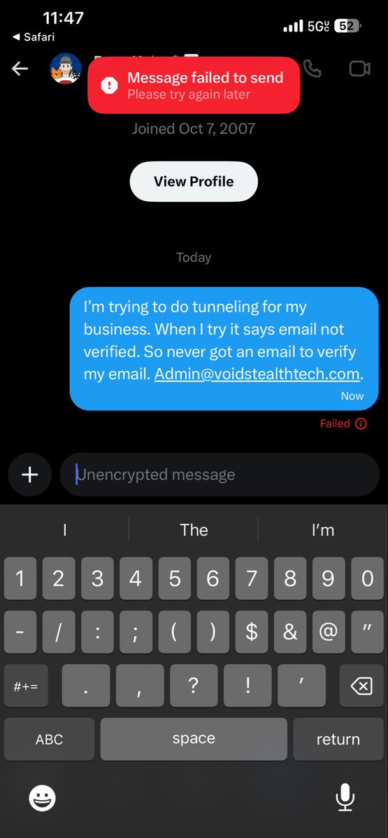 voidstealthtech's tweet photo. @Yank @Cloudflare I can’t DM it won’t let me it says failed https://t.co/XvCvwEI5v8