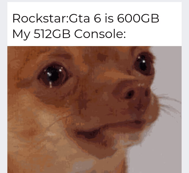 MellorSofia's tweet photo. My console storage: โWe don't have that kind of space around here.โ ๐
#GTA6 #GamingMemes #RockstarGames #GamerProblems #ConsoleLife #PS5 #XboxSeriesX #GamingHumor #FunnyMemes #GTAMemes #GamingCommunity #ViralMemes #MemePage #Gamers #VideoGames https://t.co/Bg6163e8Ru