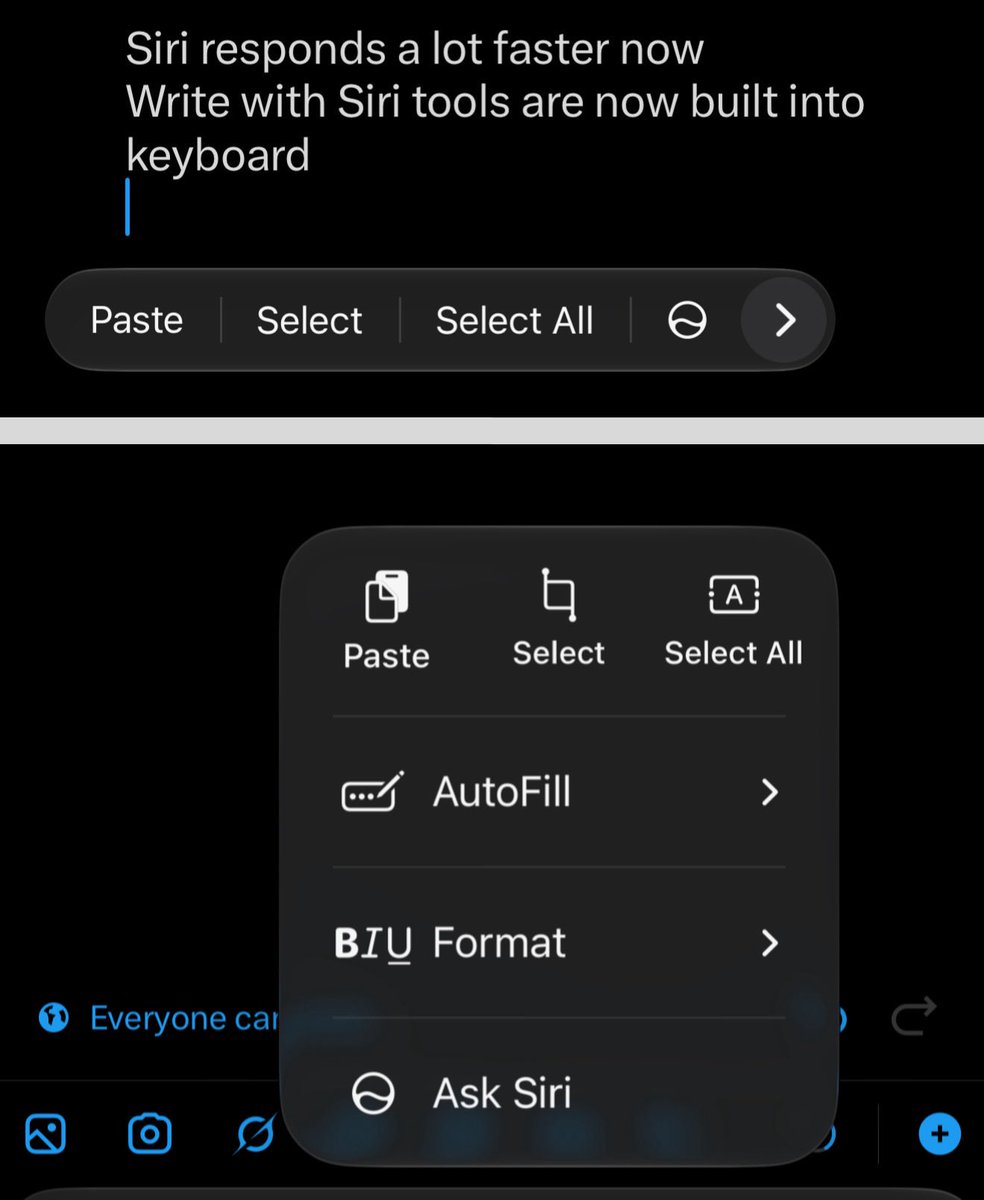monow_ios's tweet photo. انطباعات iOS 27 Beta 2 بعد التحديث 👇

🚀 استجابة Siri أصبحت أسرع بكثير
📝 عودة أدوات الكتابة (Writing Tools)
✍️ ميزة Write with Siri مدمجة داخل الكاميرا ولوحة المفاتيح
📸 إصلاح مشكلة قص لقطات الشاشة (Screenshot bug)

#iOS27Beta2 #AppleIntelligence #Siri #آبل https://t.co/hAEhd7O7jp