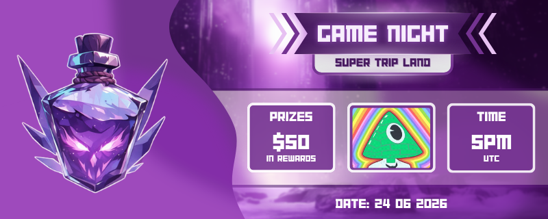 ElixirGuild's tweet photo. Who's ready for Super intense FPS chaos? 😼

We're coming up with @SuperTrip64 Game Night 💫

💰 Total Rewards: 50$
🗓️ When: 24 June, 5 PM UTC

Come take the trip and join the fun with us or catch yourself tripping on the sidelines.

Join our discord for more info, links in bio and in comment 👇