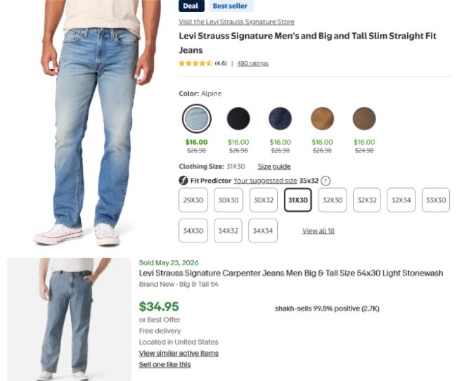 All Levi's signature jeans are now $16 at Walmart 🫪 EVERY