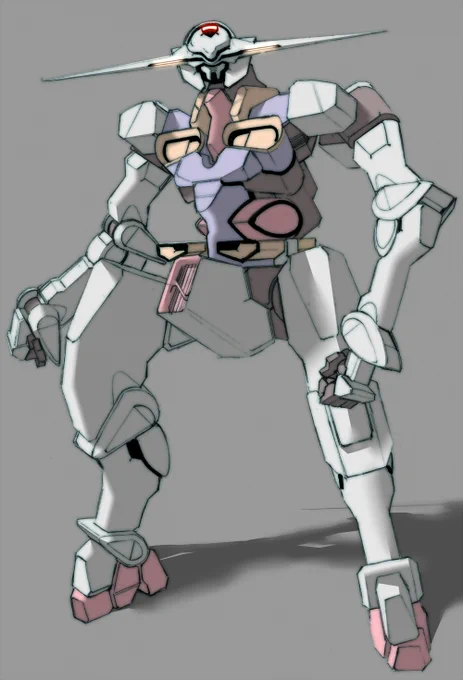 ガンダムデザイン話で思い出した10年くらい前にやった「額部メインカメラ・ツインアンテナ・ツインアイ・への字マスク・赤アゴブロック・胸部インテーク・あと適当にトリコロール」を守って非ガンダムっぽく描けるか実験したやつ('・ω・`)