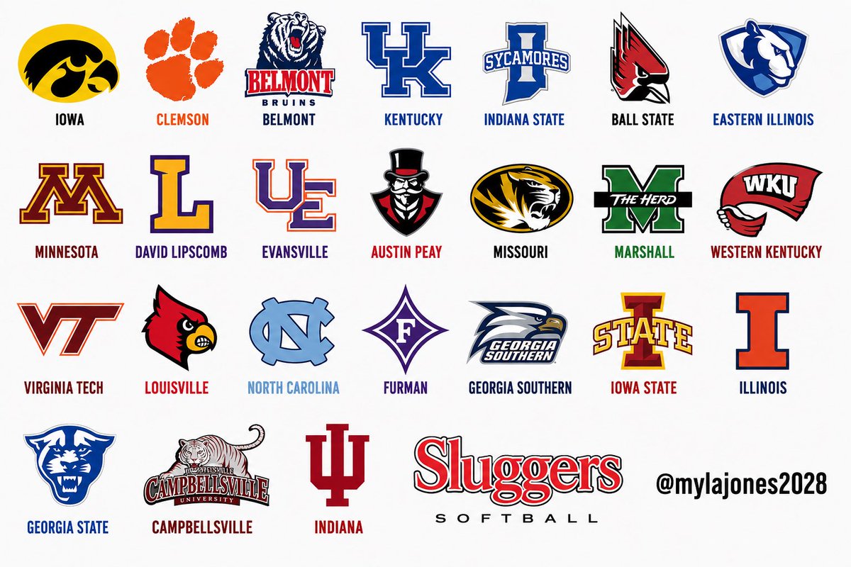 MylaJones2028's tweet photo. Thanks to all the Coaches that came out to watch us play this weekend.  @iowasoftball @clemsonsoftball @BelmontSoftball @UKsoftball @IndStSoftball @BallStateSB @EIU_Softball @GopherSoftball @LipscombSB @UEAthletics_SB @GovsSB @MizzouSfball @HerdSB @WKUSoftball @HokiesSoftball @LouisvilleSB @UNCSoftball @FurmanSB @GSAthletics_SB @CycloneSB @GSU_Softball @CVilleLTS @IndianaSB