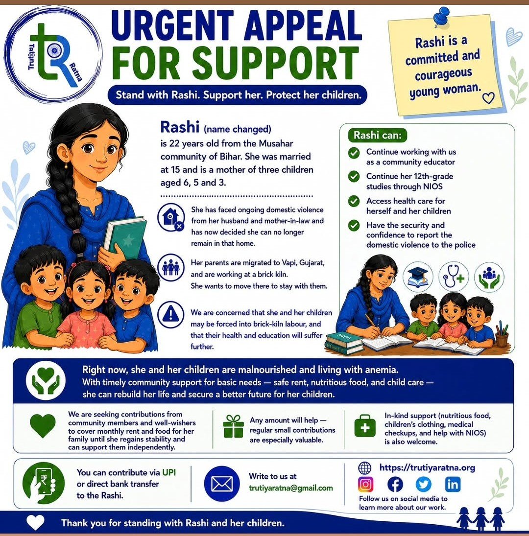 BahujanEcon's tweet photo. Please donate and amplify this urgent fundraiser by @TrutiyaRatna for Rashi and the other children they're supporting

(payment details in the following tweet) https://t.co/Rvh5sUTE28
