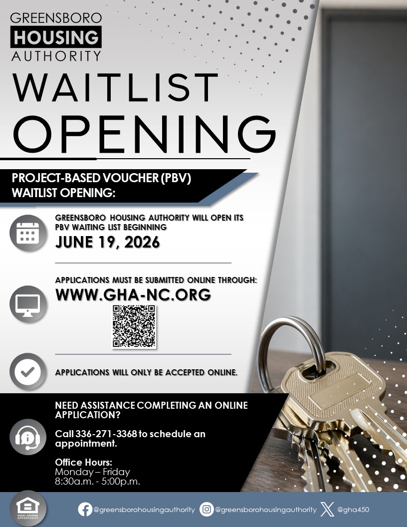 gha450's tweet photo. Applications are now being accepted for GHA's Project-Based Voucher (PBV) Waitlist!

*Applications must be submitted online
*No in-person applications will be accepted

Visit https://t.co/pxNZnvP1uu for more info. 

#AffordableHousing #HousingOpportunities #LifeSuccess #GSO https://t.co/UKybccVk4I