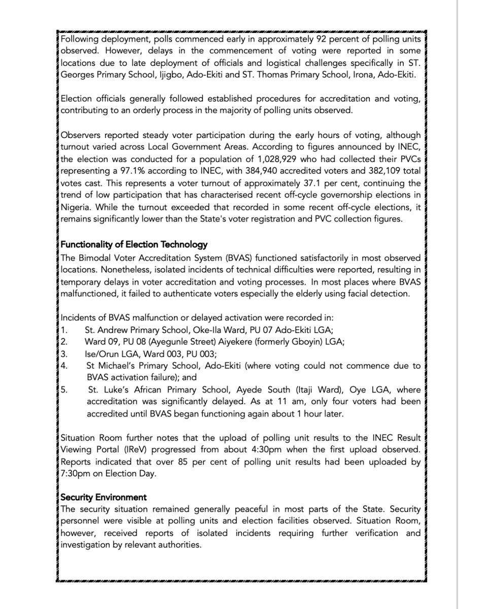 SituationRoomNg's tweet photo. FINAL STATEMENT BY SITUATION ROOM ON THE EKITI STATE 2026 GOVERNORSHIP ELECTION

Issued: 12:30pm - Monday, 22nd June 2026

#EkitiDecides2026
#SREkiti2026
#SituationRoomNG
#NigeriaDecides2027 https://t.co/8PsPQLk5IJ