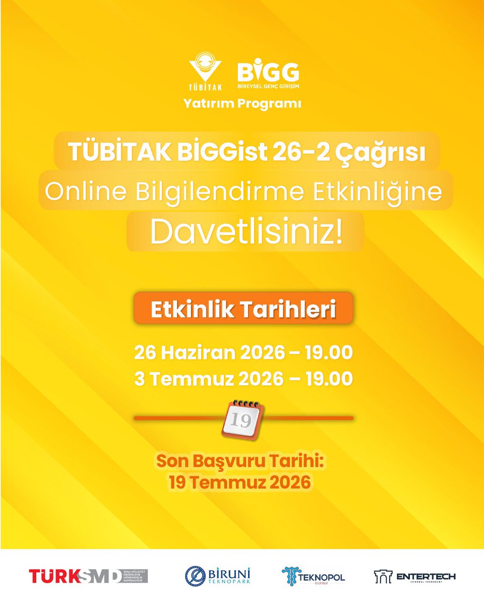 turksmdtr's tweet photo. Yenilikçi bir iş fikriniz mi var?

Entertech İstanbul Teknokent koordinasyonunda, Biruni Teknopark, Teknopol İstanbul ve TÜRKSMD iş birliğiyle yürütülen TÜBİTAK BİGGist 26-2 Çağrısı kapsamında düzenlenecek online bilgilendirme etkinliğine davetlisiniz. https://t.co/AaiZ1fys57