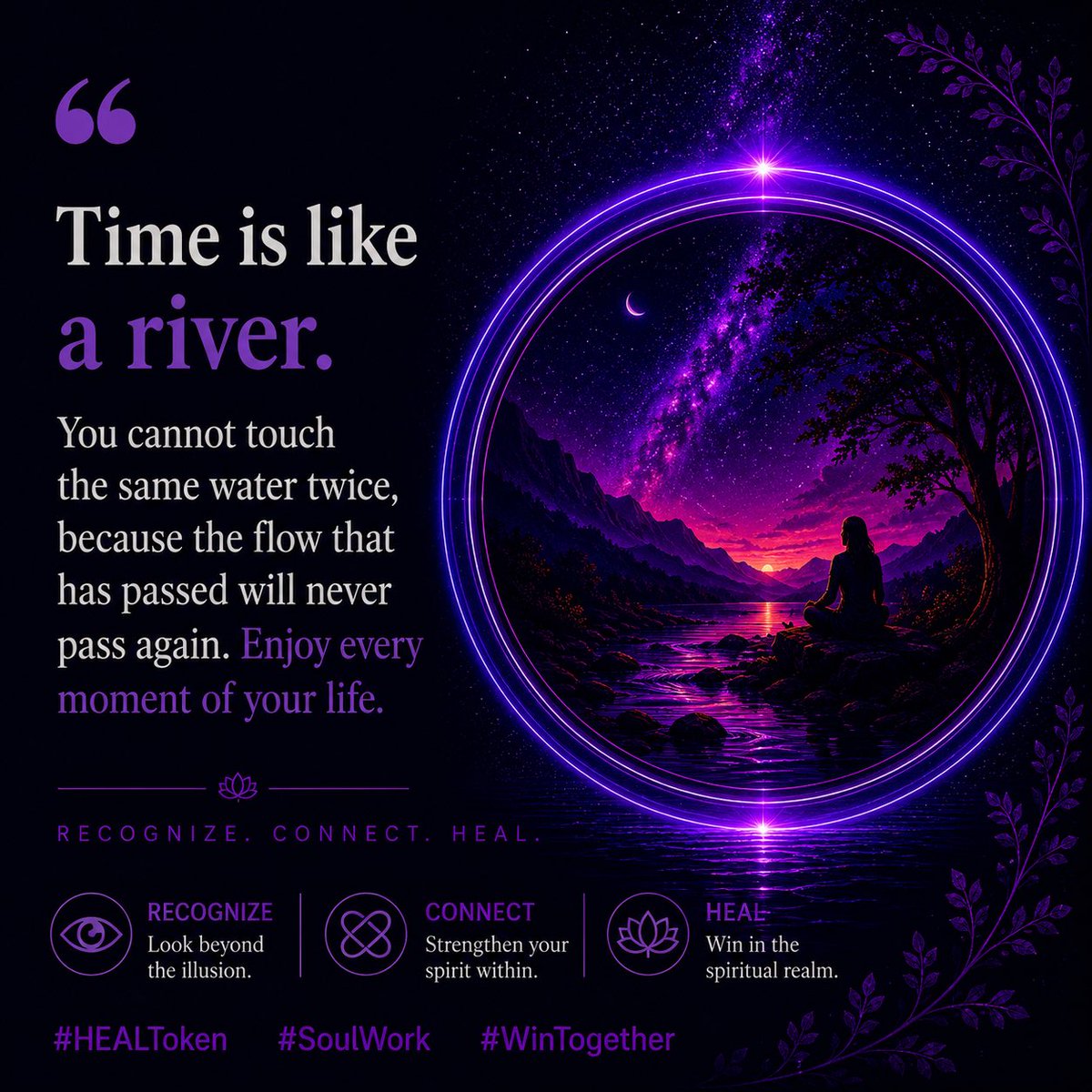 Guidingnode's tweet photo. Time has a way of teaching what words never can.

We spend so much of our lives looking backward; replaying conversations, reliving mistakes, longing for moments that have already drifted downstream. Yet the river never pauses. The water that carried yesterday’s joys, pains, victories, and losses is already gone.

The wisdom is not in trying to hold on.

The wisdom is in learning to be fully present with the water at your feet today.

Every sunrise, every challenge, every person who crosses your path is a moment that will never exist in exactly the same way again. The laughter of a child, the embrace of a loved one, the quiet stillness before dawn; these are not ordinary moments. They are sacred gifts disguised as everyday life.

HEAL reminds us to:

✨ Recognize what truly matters.
✨ Connect with the present moment.
✨ Heal the parts of ourselves still living in yesterday.

The river keeps flowing whether we resist it or not. Peace comes when we stop fighting the current and start appreciating the journey.

The greatest tragedy is not that time passes.

It’s that sometimes we forget to live while it does.

#HEALToken #SoulWork #WinTogether #HealingJourney #PresentMoment #AuthenticityIsOurCurrency