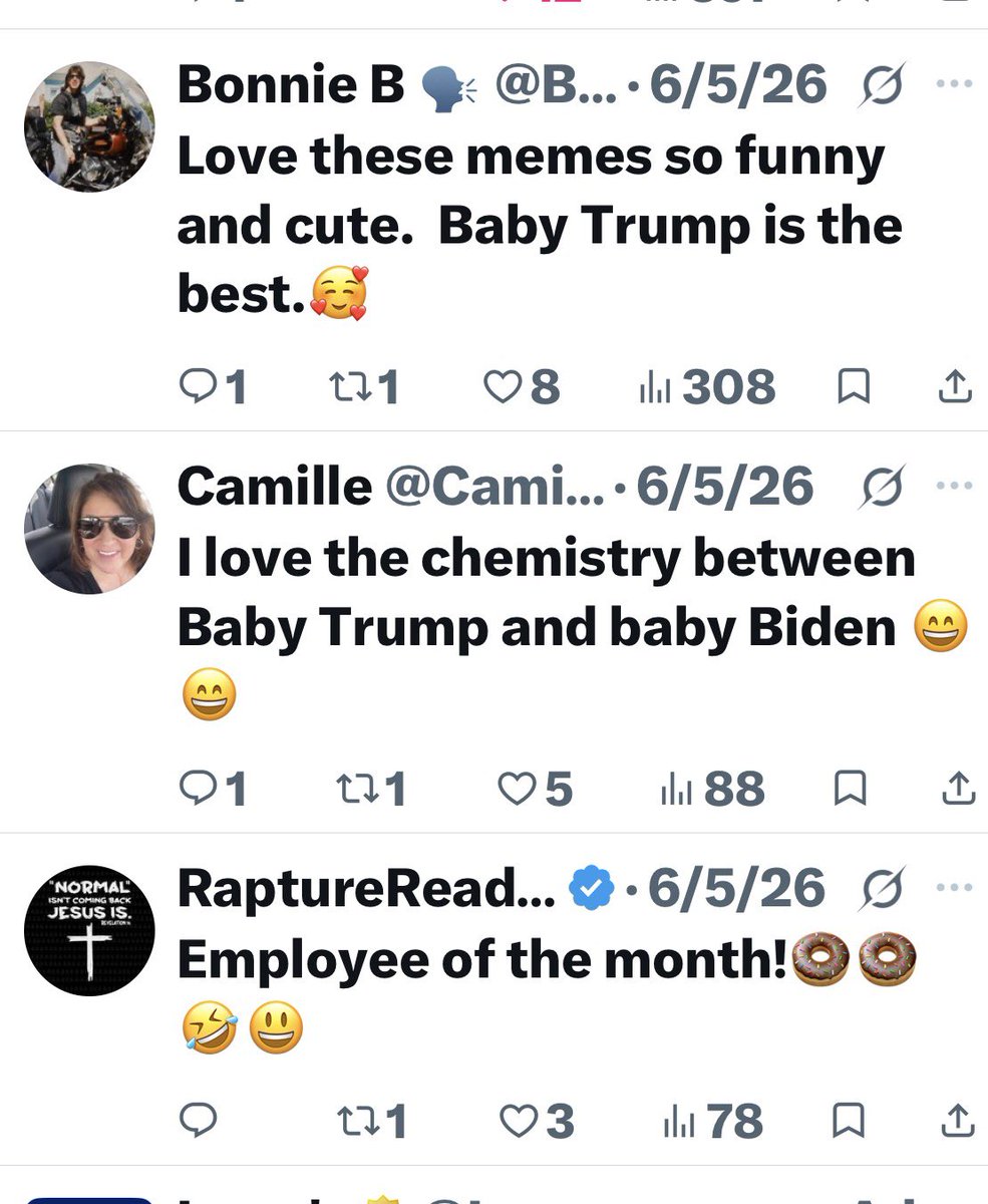 ERFerguson55's tweet photo. @Lightning777JMJ @BabyNetworkNews 🤦🏼‍♀️ I’m just basing it on all the videos with Biden in them and the hundreds of likes and favorable comments about them. 🤷🏼‍♀️ https://t.co/spTADqR5wv