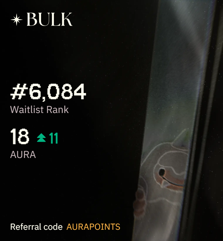 Aryanmaster1984's tweet photo. No aura?

Use code 'AURAPOINTS' to start auramaxxing and move up the @bulktrade mainnet waitlist https://t.co/IVBG8kbvso https://t.co/eunNzOGfnt