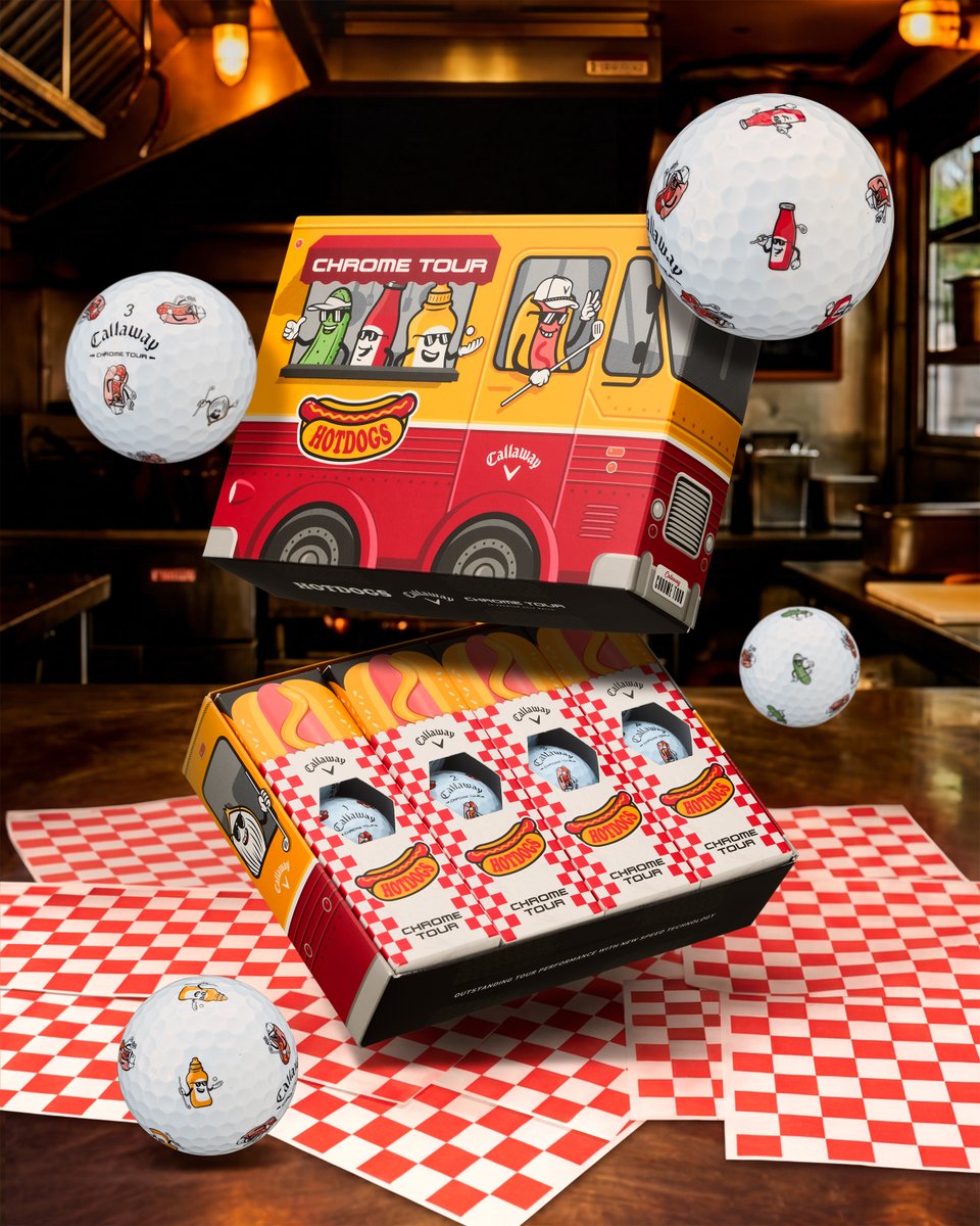 CallawayGolf's tweet photo. Now serving: Hot Dogs at the Turn! Relish every shot with our Limited-Edition Chrome Tour Hot Dogs 🌭 

https://t.co/TrJ8p49xWo https://t.co/Bw443BOhiK