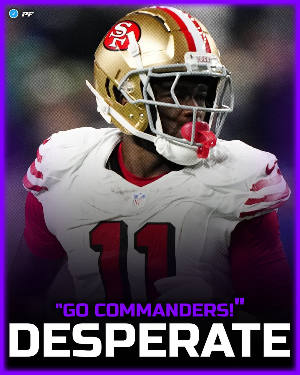TannerPhifer's tweet photo. DESPERATION: #49ers WR Brandon Aiyuk saying "Go Commanders...raise hell, F*ck you talkin' bout."

Is this screaming desperation to get released by San Francisco? Would Washington or any other team even want him? #NFL #NFLNews #BrandonAiyuk https://t.co/Z7gmkFFN0O