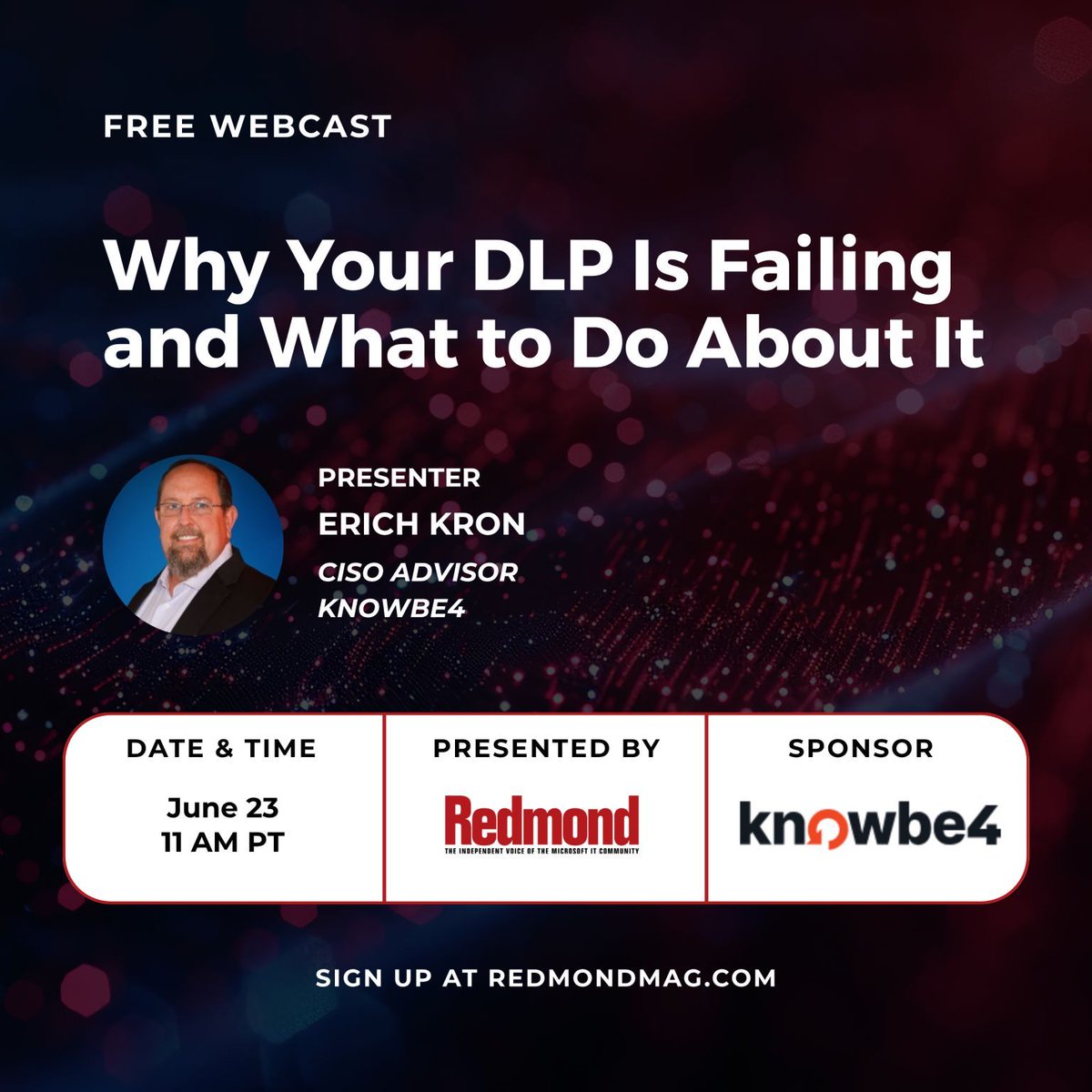 RedmondIT's tweet photo. A single misdirected email or Shadow AI tool can create major risk.
Join us, sponsor @KnowBe4, and expert Erich Kron tomorrow for a FREE webcast on modern data protection strategies.
Register now: https://t.co/zpTOhnSpU1
#CyberSecurity #DataProtection #DLP https://t.co/IfuSpoSUS6