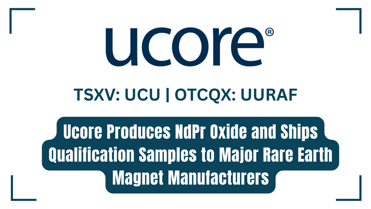 InvestorNews's tweet photo. Ucore Produces NdPr Oxide and Ships Qualification Samples to Major Rare Earth Magnet Manufacturers https://t.co/nluk8aFC97 

#NdPr #RareEarths #CriticalMinerals @Ucore $UCU.V $UURAF cc: @InvestorNews https://t.co/JfYUW6VBYz