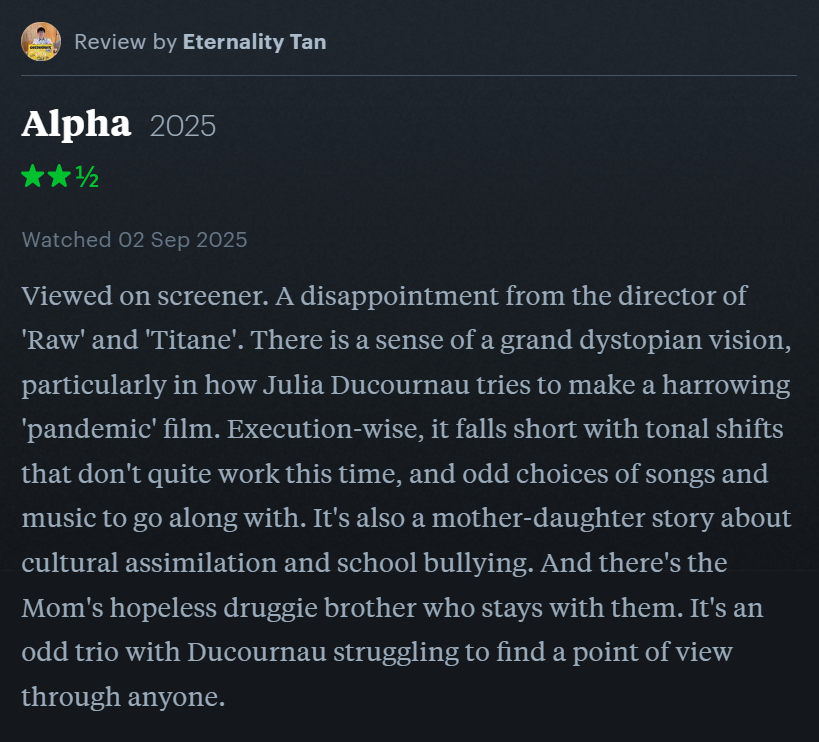 eternalitytan's tweet photo. Scribbles #8-11:
ALPHA (Julia Ducournau, 2025)
GOLEM (Piotr Szulkin, 1979)
URCHIN (Harris Dickinson, 2025)
ALONE IN THE NIGHT (Takashi Ishii, 1994)

#alpha #juliaducournau #golem #piotrszulkin #urchin #harrisdickinson #aloneinthenight #takashiishii https://t.co/aLSmtK5OdM