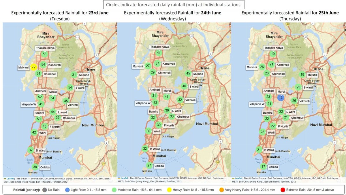 ClimateIITB's tweet photo. 🌧️🟢Moderate rainfall is forecasted for the next three days, with the onset of the monsoon over Mumbai likely tomorrow.

Stay tuned and stay weather-aware. 
Supported by HEIITB Innovation Lab @HDFCERGOGIC https://t.co/NtRAYWHhUu