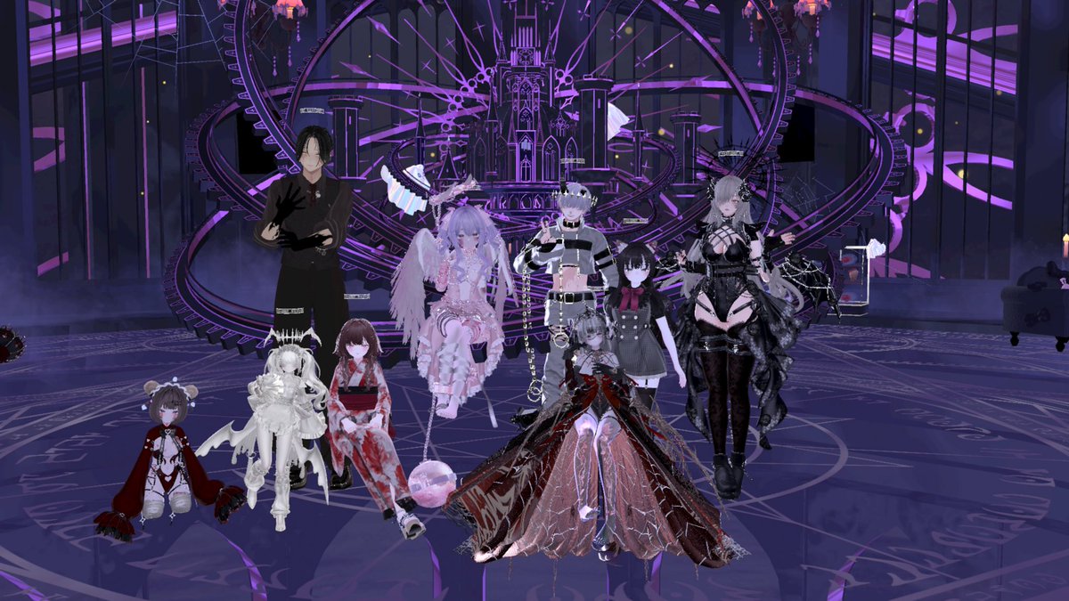 yu_re_i_maid's tweet photo. ご機嫌いかがですか？
月蝕傷城です👻
本日、死者の皆様とプレオープンに向けて練習会をしました。
オープンまであと少し...Xのフォローとグループへの加入をお忘れなく。
 #VRC接客イベント  #vrchat https://t.co/KR2sMIQVHG