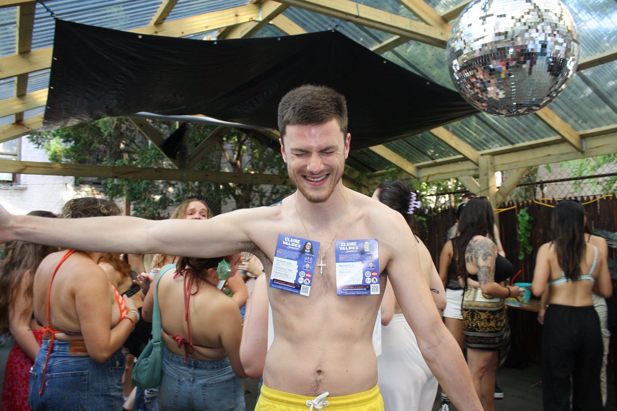 pattyb_kid's tweet photo. When you want to party, but it’s also Get Out The Vote!!!

Vote for @claireforny and the rest of the NYC DSA slate. https://t.co/NI5GrVNUMd