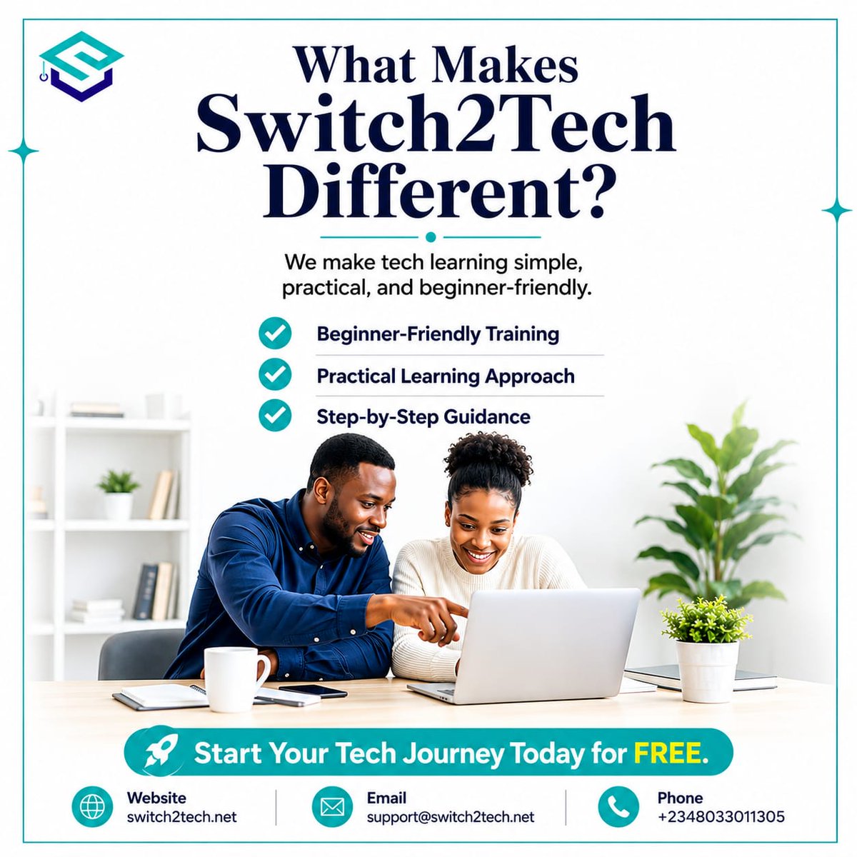 switch2tech_net's tweet photo. Tech is NOT hard. You were just taught wrong π»
Switch2Tech makes it simple, practical, and beginner-friendly. No jargon. No fluff. Just real skills.
Start your tech journey today for FREE π
.
#Switch2Tech #LearnTechForFree #TechTraining #BeginnerFriendly https://t.co/K8ICnAExkE