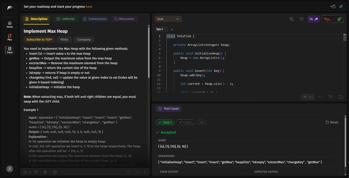 Adiyatakhell's tweet photo. Day 22 #SDESheetChallenge
Solved:
• Implement Max Heap
• K-th Largest Element in an Array
• Maximum Sum Combination
Key takeaway: The right data structure can dramatically improve both efficiency and simplicity. Today's focus was on Heaps and Priority Queues.
#DSA #Java https://t.co/vSZNAV1us1