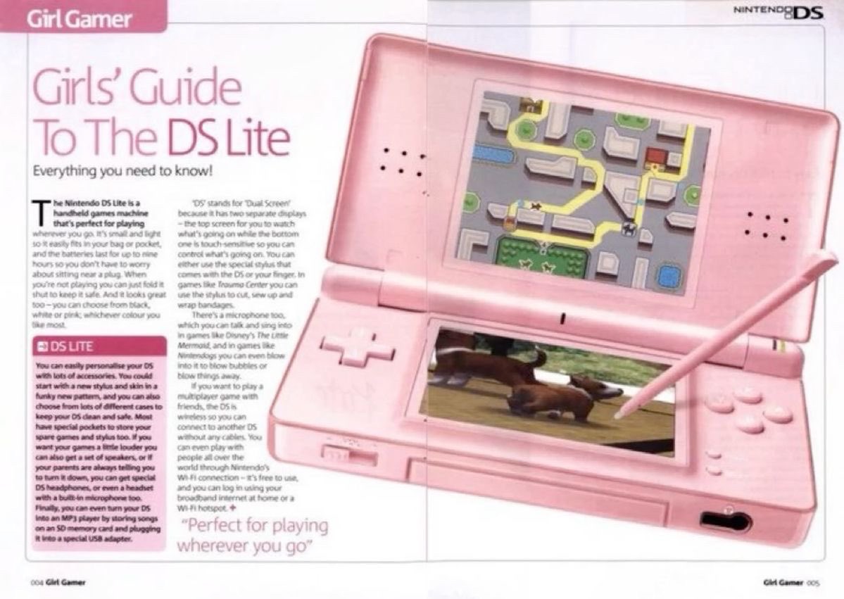 thepinkernet's tweet photo. the girls' guide to the ds lite from girl gamer no.1 (2007) https://t.co/06pLRGKjEf