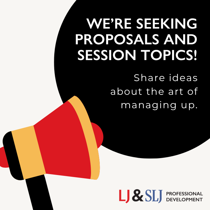 LibraryJournal's tweet photo. We're seeking proposals for a session titled No Bosses Here: A Peer-to-Peer UnConference on Managing Up!

If you have a topic you'd like to present, or even if you don't want to present but have an idea you'd love to see covered, fill out this form: https://t.co/zfafv8Ng8I https://t.co/lrz1YoAtsy