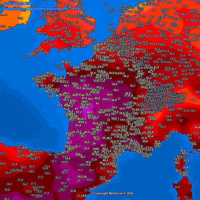 meteociel's tweet photo. A 16h ce sont 73 records absolu, 321 records mensuels qui ont été battu (dont 22 égalé) #Canicule 🌡️

Il n'a jamais fait aussi chaud dans ces stations (record absolu) : ⤵️
41.7°C à Bordeaux (33) (ouverte en 1820)
41.2°C à Niort (79) et Poitiers (86) (1958 et 1921)
39.3°C à Limoges (87) (1973)
36.1°C à Quimper (29) (1967)
Suivez la liste des stations officielles de Météo-France : https://t.co/aTHBqiUzNh 

La liste encore provisoire qui va s'allonger jusqu'à 19h
