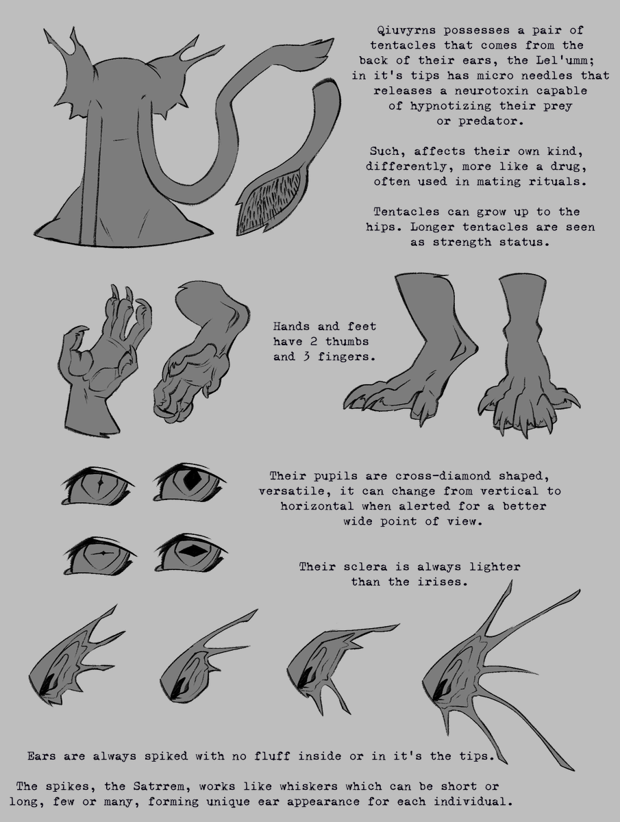 vexwyn's tweet photo. 🔸QIUVYRN SPECIES GUIDE🔸

Been working on this for 3 years and finally they are here!

They are an OPEN SPECIES, meaning you are free to make your own without restrictions of any type, to use for your own worldbuiding/rp or their canon lore.

1/2 https://t.co/skeVHP3nS6