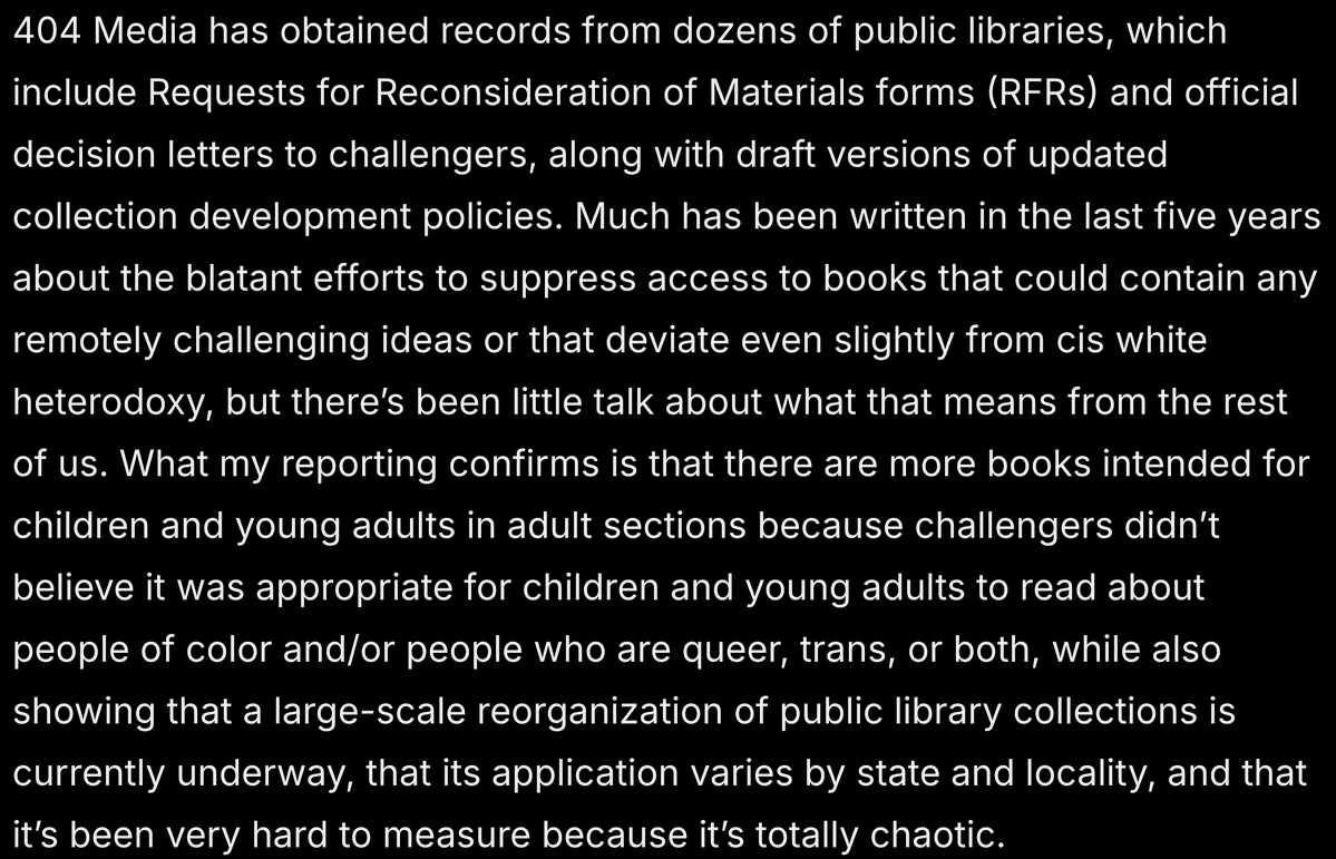 infodocket's tweet photo. Are Public #Libraries Becoming Children’s Libraries? (via @404mediaco) 
 
https://t.co/FA77PQRmsl

#books #bookchallenges #publiclibraries https://t.co/UAX1JTsTC7